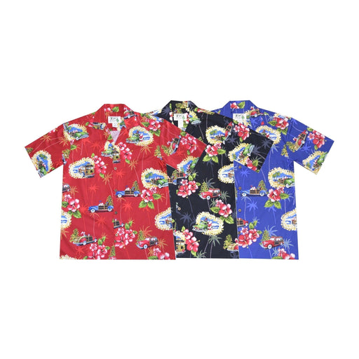 KY's Men's Hawaiian Christmas Aloha Shirt - Cruisin' Santa - Aloha Shirt - Mens - Leilanis Attic