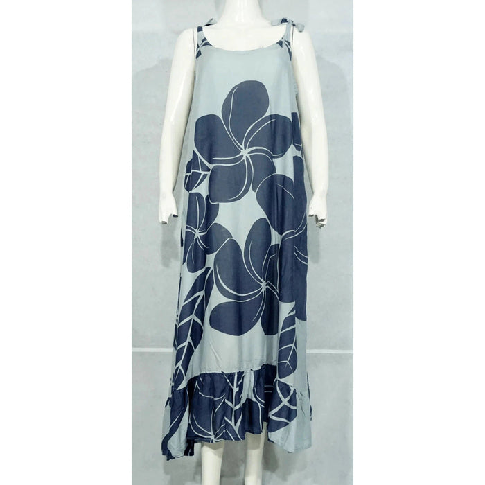 Kahuku Dress Plumeria Chiseled Stone/Polar Night - Dress - Leilanis Attic