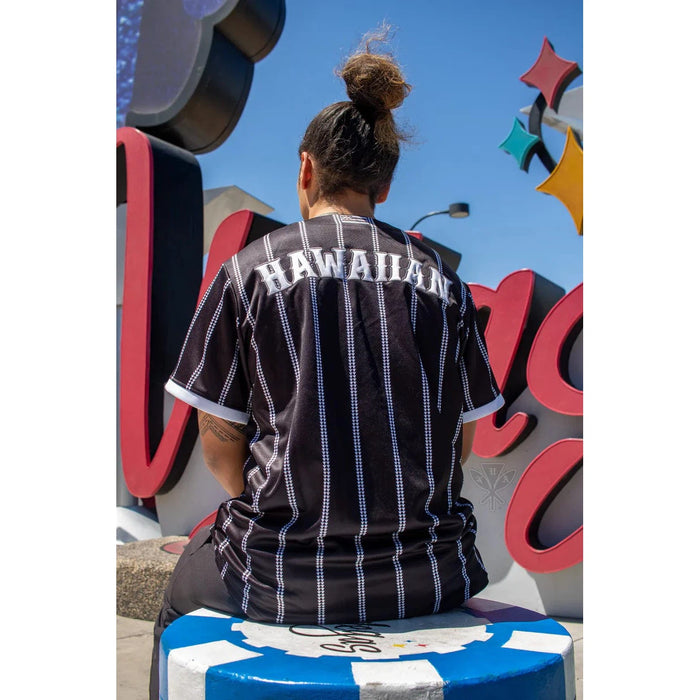 Kua "Aloha" Black Pinstripe Baseball Jersey - Baseball Jersey - Leilanis Attic