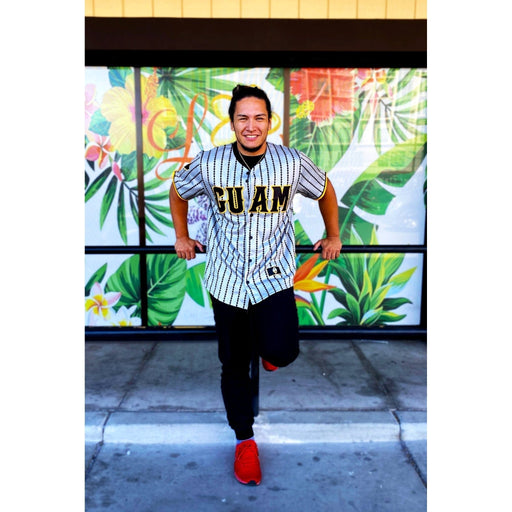 Kua Guam Brown Pinstripe Baseball Jersey - Baseball Jersey - Leilanis Attic