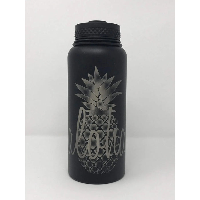 Laser Engraved Aloha Pineapple Flask - Flask - Leilanis Attic