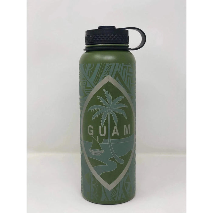 Laser Engraved Guam Seal Tribal Background Flask - Flask - Leilanis Attic