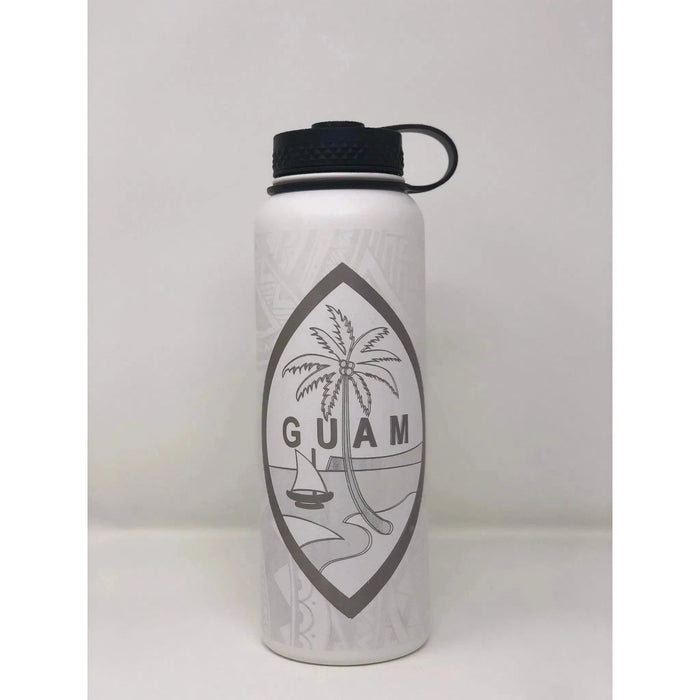 Laser Engraved Guam Seal Tribal Background Flask - Flask - Leilanis Attic