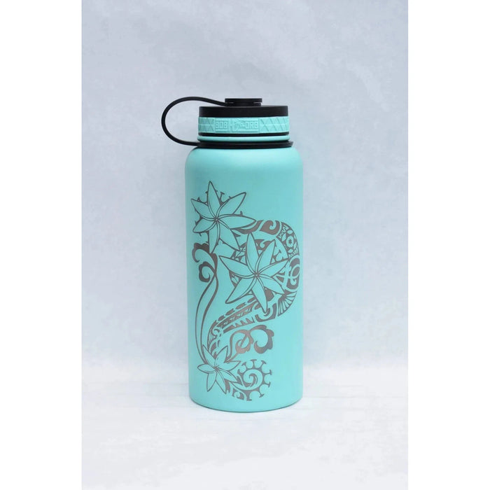 Laser Engraved Tahitian Tiare Flask - Flask - Leilanis Attic