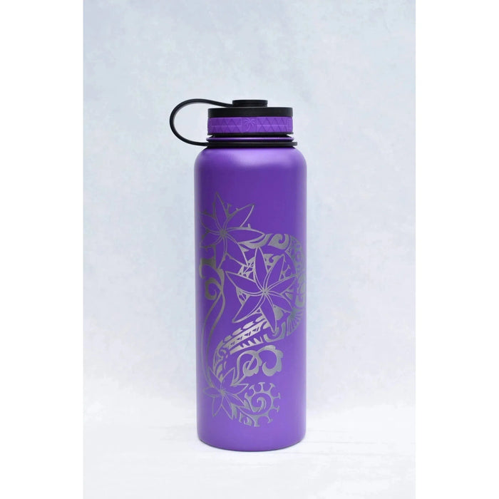 Laser Engraved Tahitian Tiare Flask - Flask - Leilanis Attic