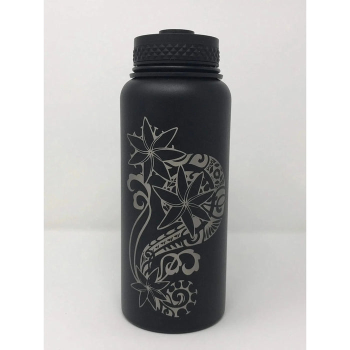 Laser Engraved Tahitian Tiare Flask - Flask - Leilanis Attic