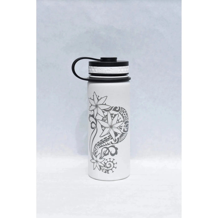 Laser Engraved Tahitian Tiare Flask - Flask - Leilanis Attic