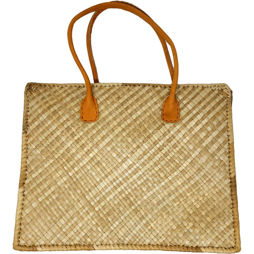 Lauhala Hand Bags with Leather Handle - Leilanis Attic