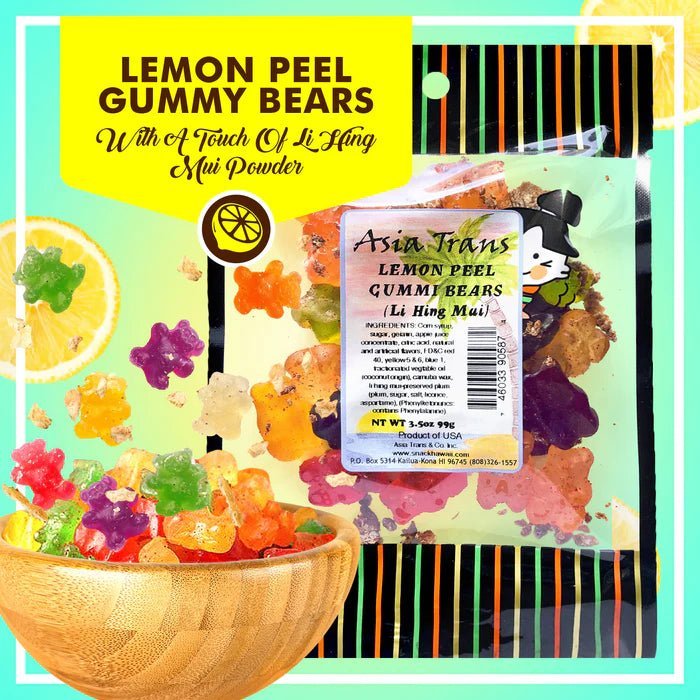 Lemon Peel Gummi Bears w/ Li Hing Mui - Food - Leilanis Attic