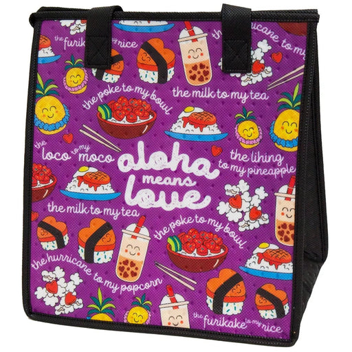 Medium Insulated Cooler Bag, Aloha Means Love Purple Med - Insulated Bag - Leilanis Attic