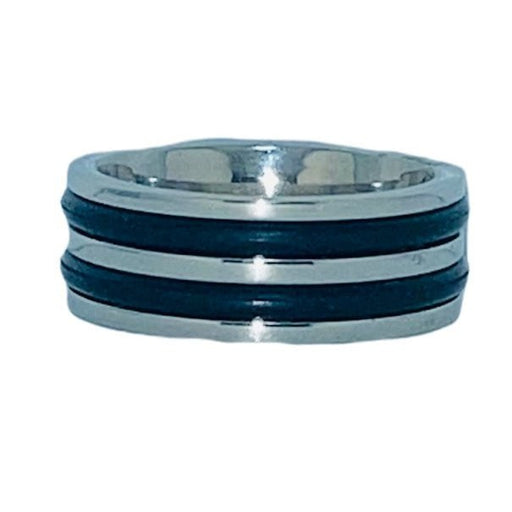 Men's 8mm Surgical Steel Ring, Thick Double Rubber Inlay - Ring - Leilanis Attic