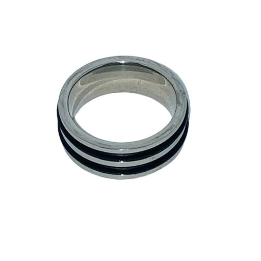 Men's 8mm Surgical Steel Ring, Thick Double Rubber Inlay - Ring - Leilanis Attic