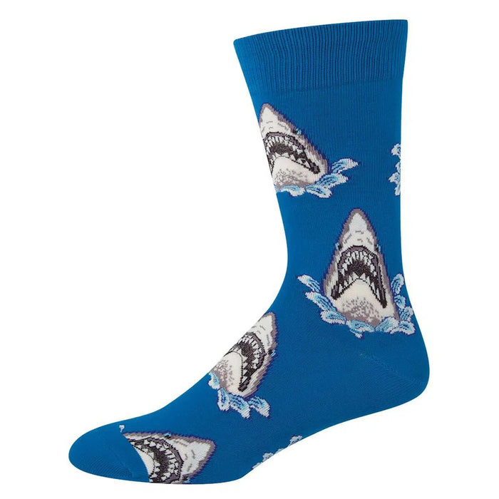 Men's "Shark Attack" Size 10 - 13 Socks, Blue - Socks - Leilanis Attic