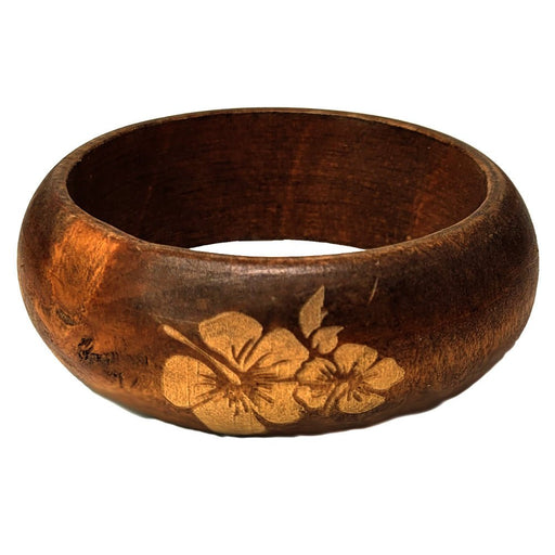 Natural Wood Hibiscus Bangle - Bangle - Leilanis Attic