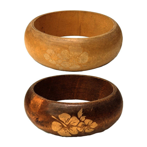 Natural Wood Hibiscus Bangle - Bangle - Leilanis Attic