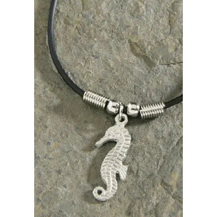 Pewter Seahorse with Rubber Cord Necklace - Jewelry - Leilanis Attic