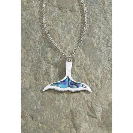 Pewter and Paua Whale Tail with Chain Necklace - Jewelry - Leilanis Attic