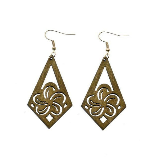 Plumeria Triangle Earrings Wood - Earrings - Leilanis Attic