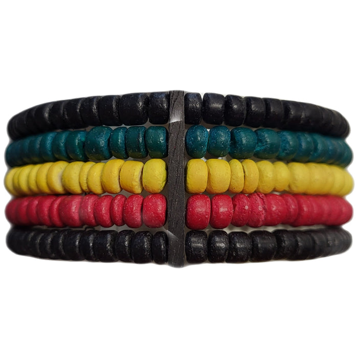 Rasta Wooden 5 Bead Bracelet - Bracelet - Leilanis Attic