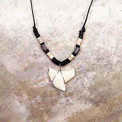 Replica Tiger Shark Tooth Adjustable Tan Beads Necklace - Accessories - Leilanis Attic