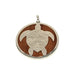 Round Plumeria Floral Honu Pendant with Hawaiian Koa Wood Inlay - Pendant - Leilanis Attic