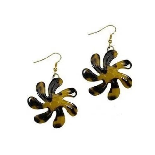 Small Brown Faux Turtle Shell Tiare Earrings - Jewelry - Leilanis Attic