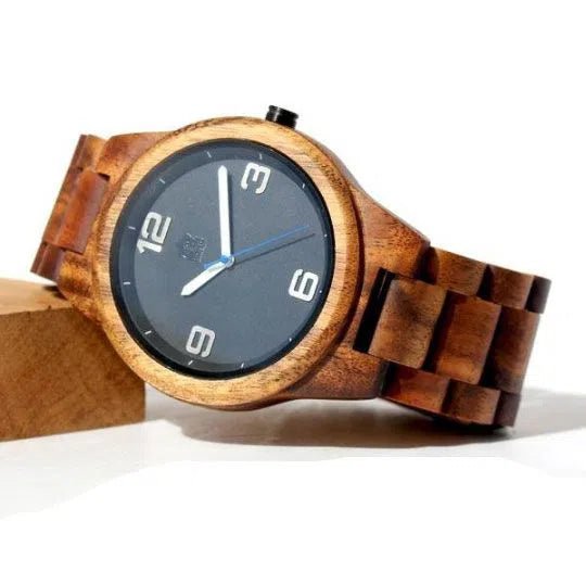 Solid Hawaiian Koa Wood Men's Round Pono Watch - Jewelry - Leilanis Attic