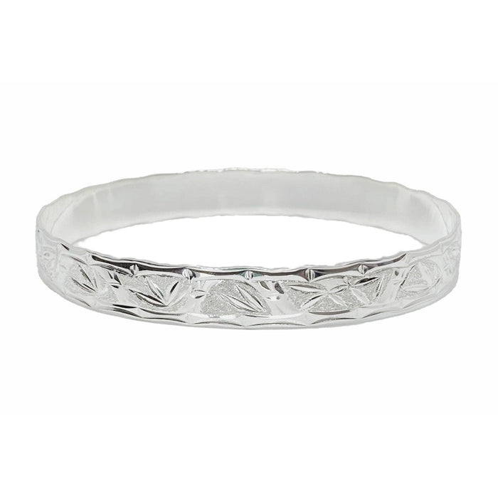 Sterling Silver 10mm Bamboo Cut - Out Edge Bangle - Jewelry - Leilanis Attic