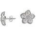 Sterling Silver 15MM Hawaiian Plumeria with Clear CZ Pierced Earrings - Jewelry - Leilanis Attic