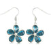 PCU INC Jewelry Sterling Silver 15MM Hawaiian Plumeria with Semi-Precious Blue Topaz Fish Wire Earrings