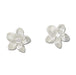 Sterling Silver 15MM White Sand Plumeria with Clear CZ Earrings - Jewelry - Leilanis Attic