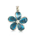 Sterling Silver 24MM Hawaiian Plumeria with Semi - Precious Blue Topaz Pendant - Jewelry - Leilanis Attic