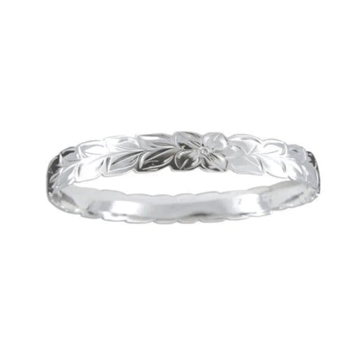 Sterling Silver 8mm Hawaiian Maile Leaf Design with Cut - Out Edge Bangle - Jewelry - Leilanis Attic