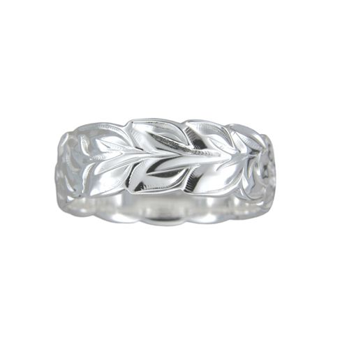 Sterling Silver 8mm Hawaiian Plumeria Maile Ring with Cut - Out Edge - Ring - Leilanis Attic