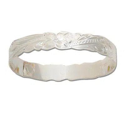 Sterling Silver 8mm Hawaiian Plumeria Scroll Cut - out Bangle, Kids Sizes - Jewelry - Leilanis Attic