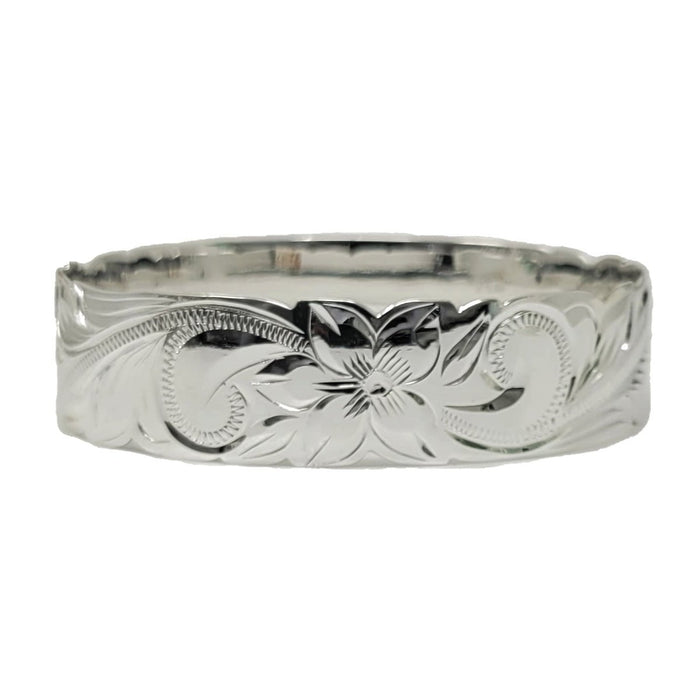 Sterling Silver Enamel “Kuuipo” Queen Scroll Cut Out Edge Bangle, 18mm - Jewelry - Leilanis Attic