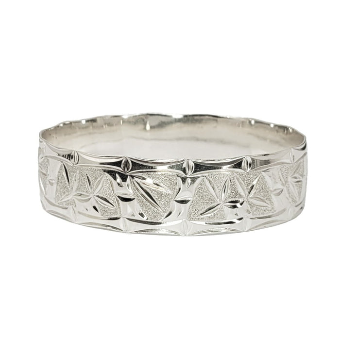 Sterling Silver Hawaiian Bamboo Design Bangle, 18mm - Jewelry - Leilanis Attic