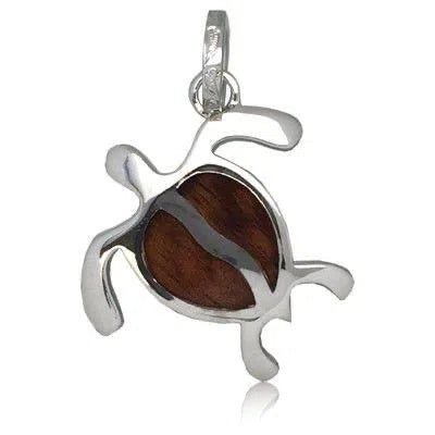 Sterling Silver Hawaiian Koa Wood Large HONU Pendant - Pendant - Leilanis Attic