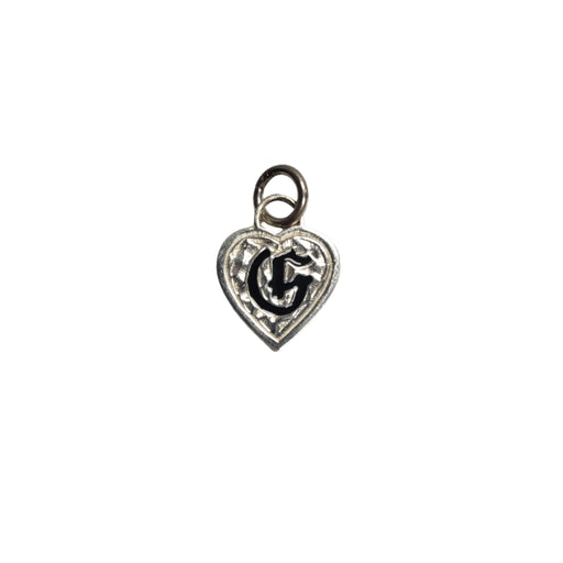 Sterling Silver Heart with Black Enamel Initial Pendant - Jewelry - Leilanis Attic