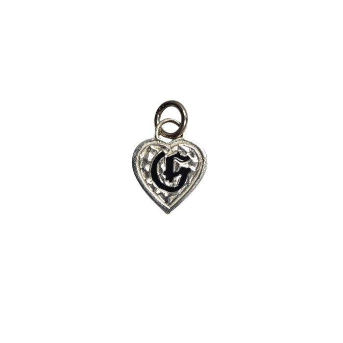 Sterling Silver Heart with Black Enamel Initial Pendant - Jewelry - Leilanis Attic