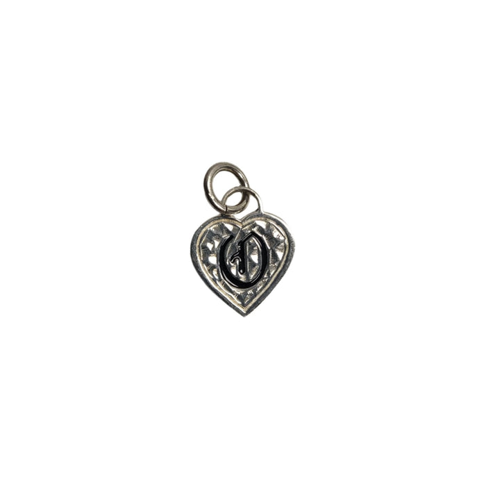 Sterling Silver Heart with Black Enamel Initial Pendant - Jewelry - Leilanis Attic