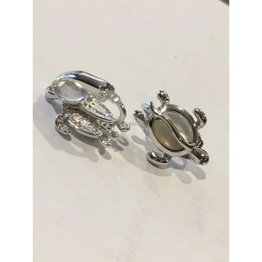 Sterling Silver Honu with Mother of Pearl Clip - On Earrings - Jewelry - Leilanis Attic