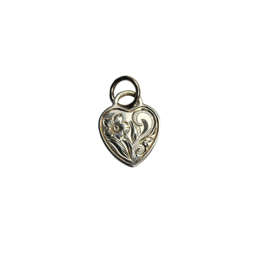 Sterling Silver Plumeria Design 20mm Heart Pendant - Jewelry - Leilanis Attic