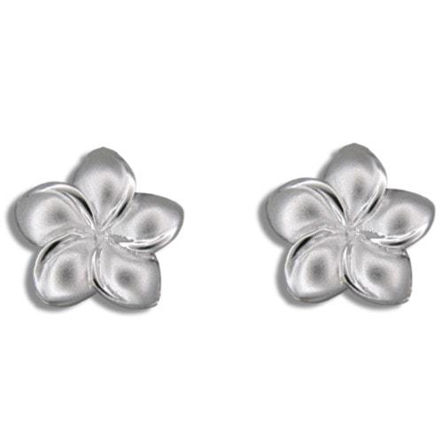 Sterling Silver Plumeria Earrings, 10mm - Jewelry - Leilanis Attic