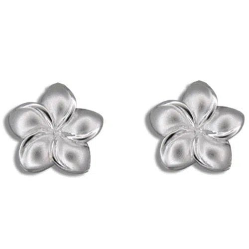 Sterling Silver Plumeria Earrings, 15MM - Jewelry - Leilanis Attic