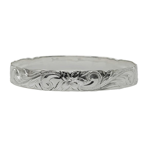 Sterling Silver Raised “Aloha” Cut - Out Edge Bangle 10mm - Jewelry - Leilanis Attic