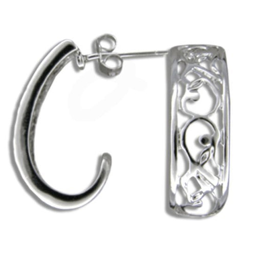 Sterling Silver Scroll 1/2 Hoop Earring - Jewelry - Leilanis Attic