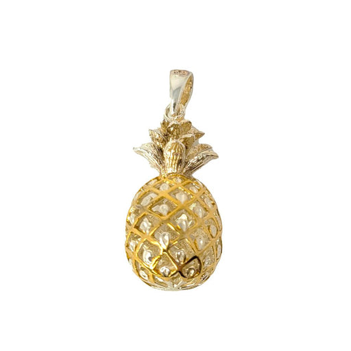 Sterling Silver Two Tone Gold Hawaiian Pineapple Pendant - Jewelry - Leilanis Attic