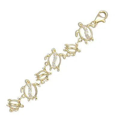 Sterling Silver Yellow Gold Plated Hawaiian Mother and Baby HONU Design Bracelet - Jewelry - Leilanis Attic