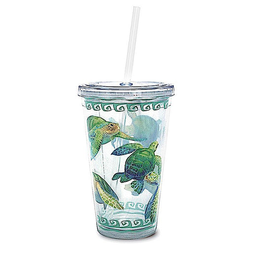 Swimming Honu 16oz Travel Tumbler with Straw - Mug - Leilanis Attic